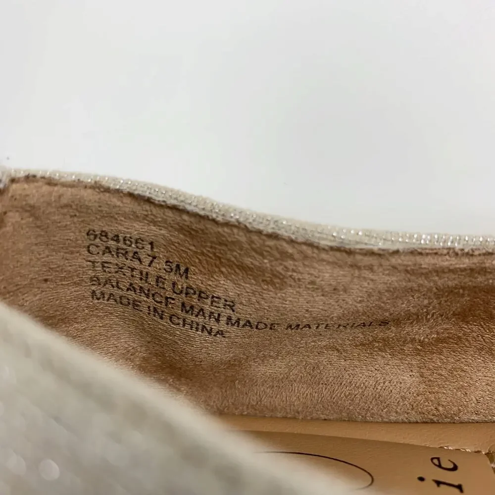 Joie Cara Platforn Espadrille Shimmery Gold Beige Slip On Women's 7.5